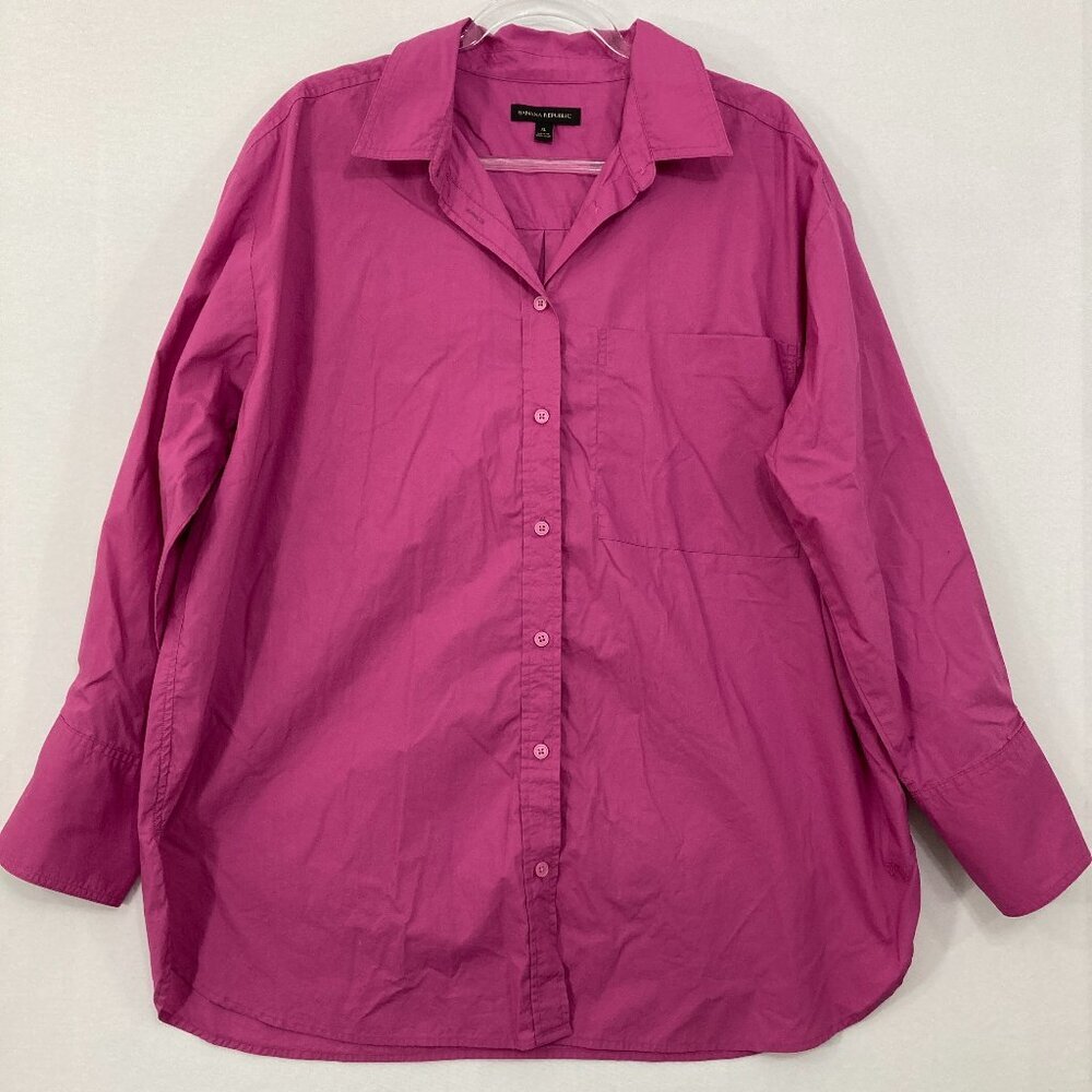 Banana Republic size XL Cotton Pink Relaxed Long Sleeve Button‎ Down Office